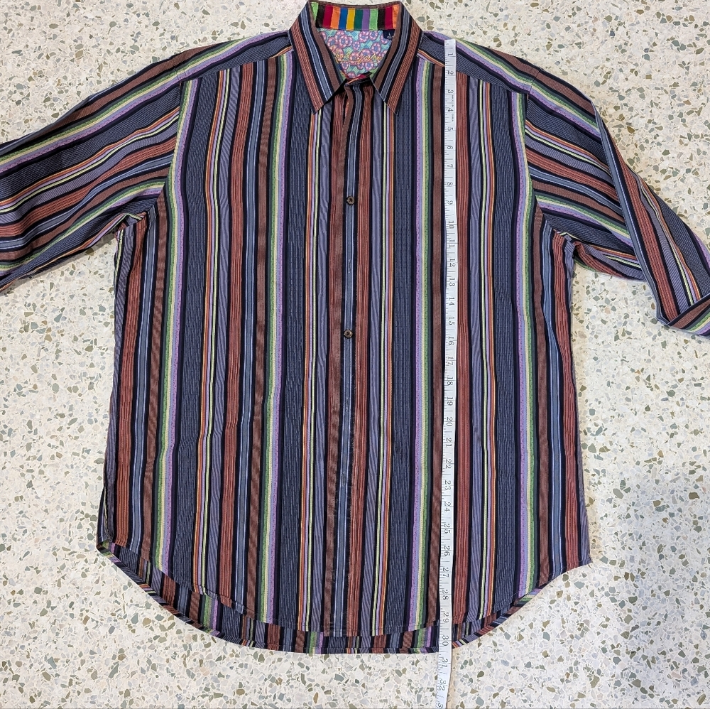 💜SOLD🤎Robert Graham Vibrant Striped Button Down Shirt - Picture 9 of 9